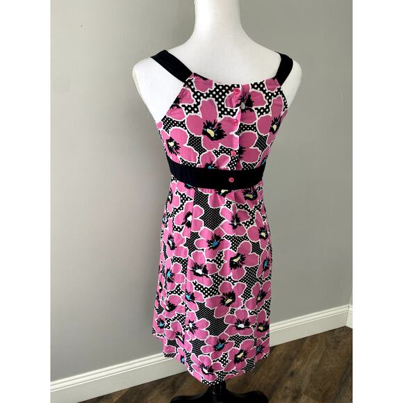 Fuchsia/Black Floral Print Dress Womens Sz S - Picture 3 of 10